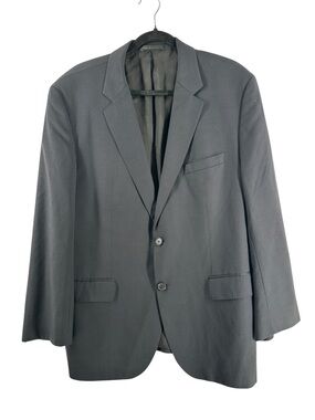 Hugo Boss blazer trendy classic slight pattern grey blue career event sz 46